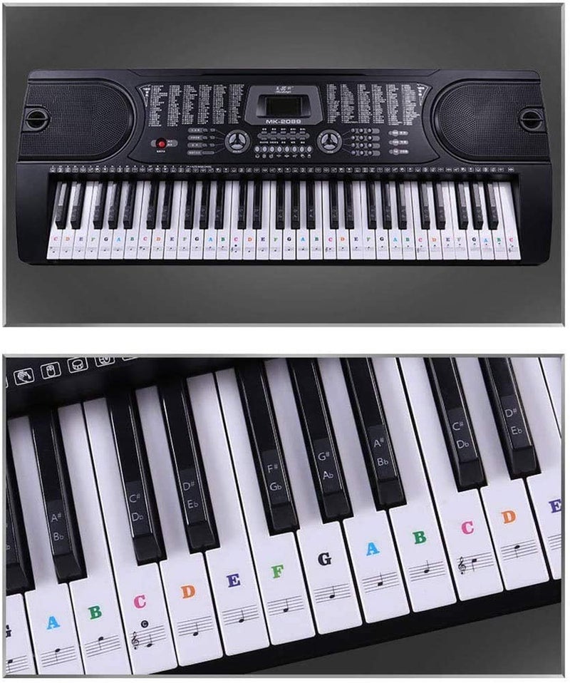 MUYOS Piano Keyboard Stickers for Beginners, Reusable & Protective Piano Key Labels, Piano Note Stickers Overlay for Full Size Pianos(Sticker-MixColor) - Image 2